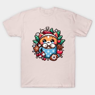 Winter Whiskers: Cozy Kitten Hot Cocoa T-Shirt